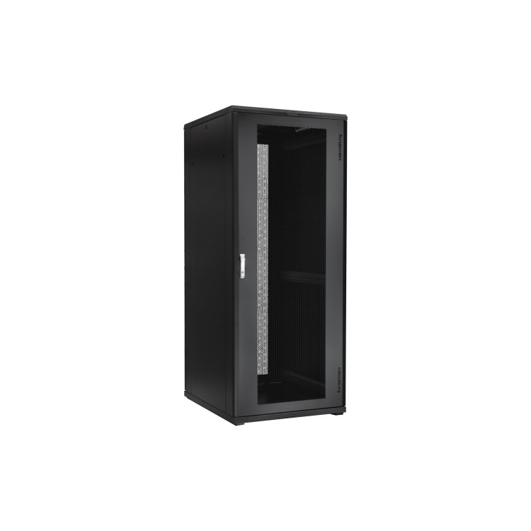 Szafa CobiCabling 19" 42U 800x800mm, drzwi przednie przeszklone, drzwi tylne dwuskrzydłowe perforowane 80%, panel wentylacyjny 4 wentylatorowy z kablem zasilającym, kółka - 2 z blokadą, stopki, kpl. l