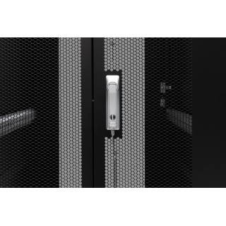 Szafa CobiCabling 19" 42U 800x800mm, drzwi przednie przeszklone, drzwi tylne dwuskrzydłowe perforowane 80%, panel wentylacyjny 4 wentylatorowy z kablem zasilającym, kółka - 2 z blokadą, stopki, kpl. l