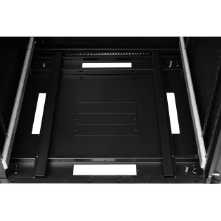 Szafa CobiCabling 19" 42U 800x800mm, drzwi przednie przeszklone, drzwi tylne dwuskrzydłowe perforowane 80%, panel wentylacyjny 4 wentylatorowy z kablem zasilającym, kółka - 2 z blokadą, stopki, kpl. l