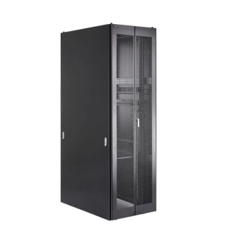 Szafa stojąca 19" 42U 800x1000mm podwójne drzwi przednie perforowane, podwójne drzwi tylne perforowane, panel wentylacyjny 4- wentylatorowy, stopki, czarna RAL 9005