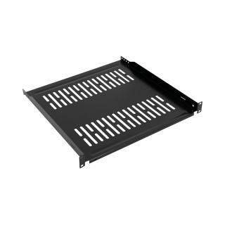 Półka stała CobiCabling 1U nośność 25kg, mocowanie na 2 belkach, 450mm głębokości, RAL 9005 czarny