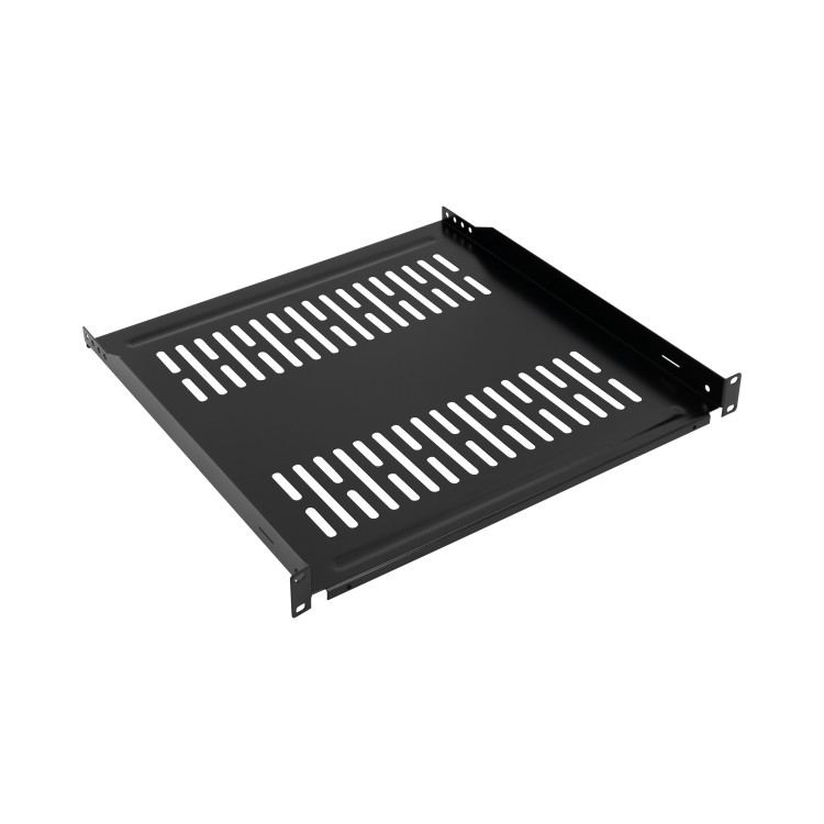 Półka stała CobiCabling 1U nośność 25kg, mocowanie na 2 belkach, 450mm głębokości, RAL 9005 czarny