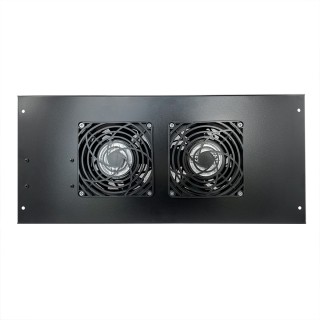 Dachowy panel 2-wentylatorowy do szafek wiszących CobiCabling Ravus, czarny RAL9005