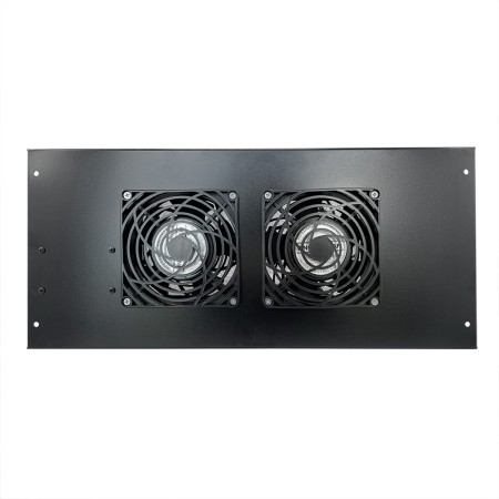 Dachowy panel 2-wentylatorowy do szafek wiszących CobiCabling Ravus, czarny RAL9005