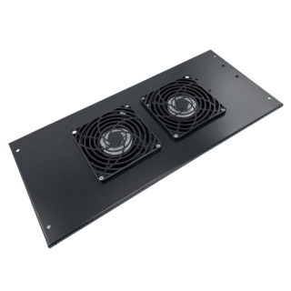 Dachowy panel 2-wentylatorowy do szafek wiszących CobiCabling Ravus, czarny RAL9005