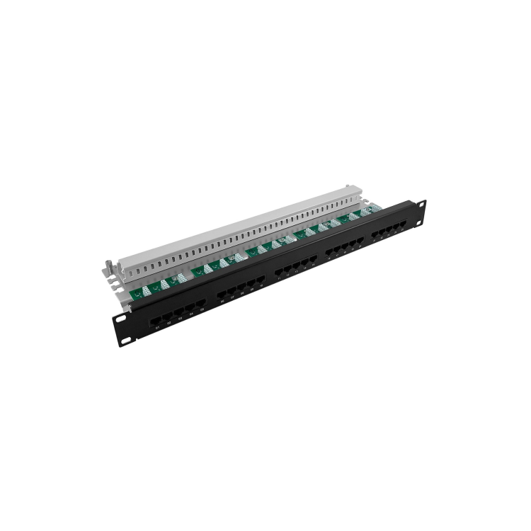 Patch panel telefoniczny 19" kat. 3 UTP 25xRJ45 1U czarny Patch panel telefoniczny 19" kat. 3 UTP 25xRJ45 1U czarny