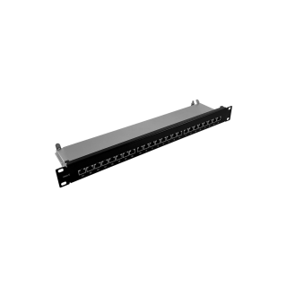 Patch Panel CobiCabling 19" kat. 6 STP 24xRJ45 1U czarny, z tylną półką