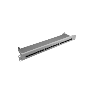 Patch Panel CobiCabling 19" kat. 6A STP 24xRJ45 1U szary, z tylną półką