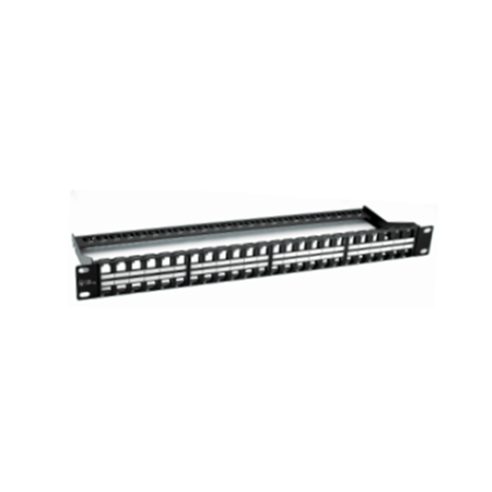 Patchpanel 19” FTP 48xRJ45 1U, ekranowany, pusty, czarny