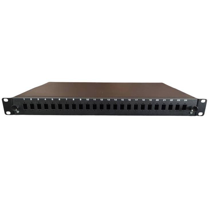Panel światłowodowy 19"24xSC simplex 1U, czarny, wysuwany (komplet z front panelem). Panel światłowodowy 19"24xSC simplex 1U, czarny, wysuwany (komplet z front panelem).