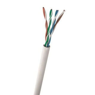 Kabel kat. 5e, U/UTP, PVC, 200MHz CU, drut, wewnętrzny, 305m biały