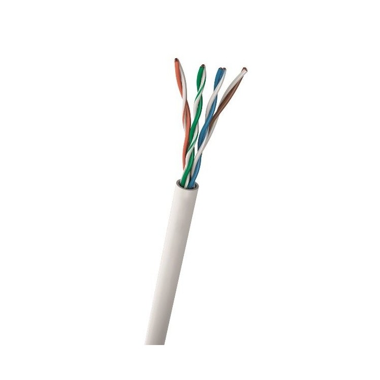 Kabel kat. 5e, U/UTP, PVC, 200MHz CU, drut, wewnętrzny, 305m biały
