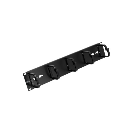 Organizer poziomy kabli CobiCabling 19" 2U, plastikowe uchwyty, RAL 9005 czarny