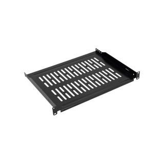 Półka stała CobiCabling 1U nośność 25kg, mocowanie na 2 belkach, 350mm głębokości, RAL 9005 czarny