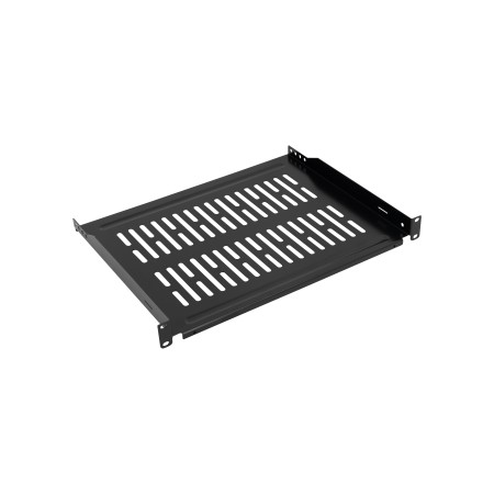 Półka stała CobiCabling 1U nośność 25kg, mocowanie na 2 belkach, 350mm głębokości, RAL 9005 czarny