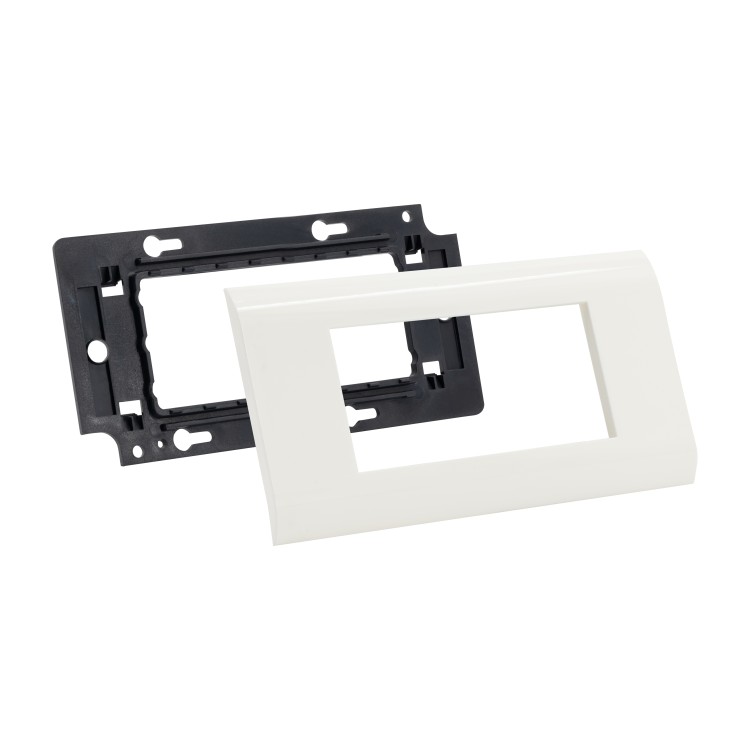 Ramka 4-modułowa, biała + support - 45x90 mm