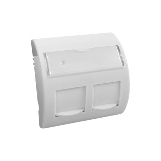 Adapter kątowy półokrągły CobiCabling 45x45mm 2xRJ45 keystone, kolor biały RAL 9010