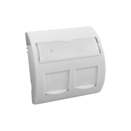 Adapter kątowy półokrągły CobiCabling 45x45mm 2xRJ45 keystone, kolor biały RAL 9010