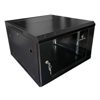 Szafa wisząca CobiCabling Ravus 19" 18U 600x600mm, drzwi przednie przeszklone, zdejmowane osłony boczne z zamkiem, czarna RAL 9005