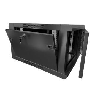 Szafa wisząca CobiCabling Ravus 19" 27U 600x450mm, drzwi przednie przeszklone, zdejmowane osłony boczne z zamkiem, czarna RAL 9005